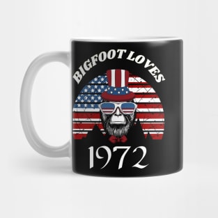 Bigfoot loves America and People born in 1972 Mug